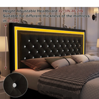 Queen LED Smart Bed Frame with 4 Storage Drawers Adjustable Headboard with Smart Control RGBW LED, Whisper-Quiet Design, Upholstered Bed Wood Slats Support, No Box Spring Needed, PU Black