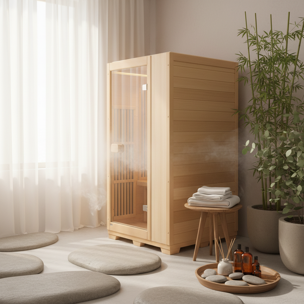 Far Infrared Wooden Sauna Room Home Sauna Spa for 1 Person1140W