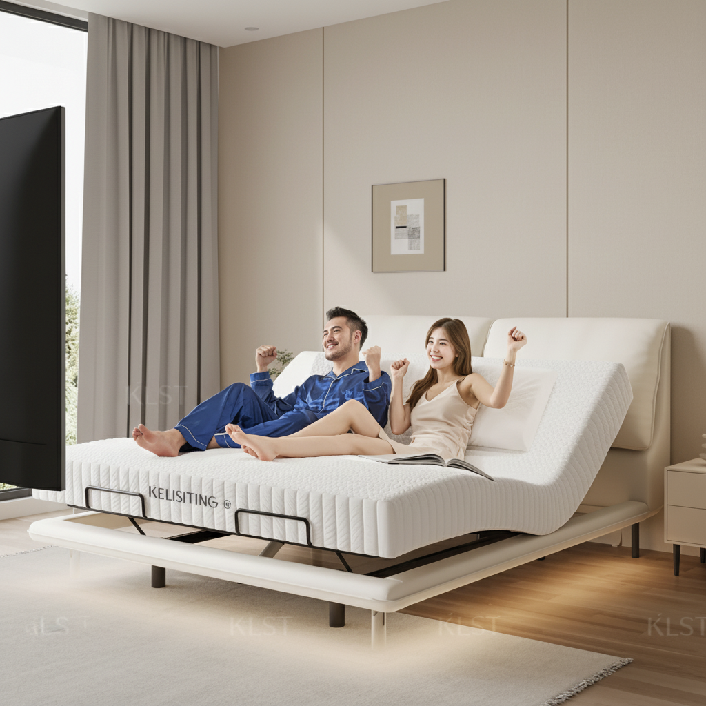 Elegant Modern White Double Bed Frame Luxury Leather Villa Smart Bed Adjustable Electric Cama Matrimonial Bedroom Set Furniture